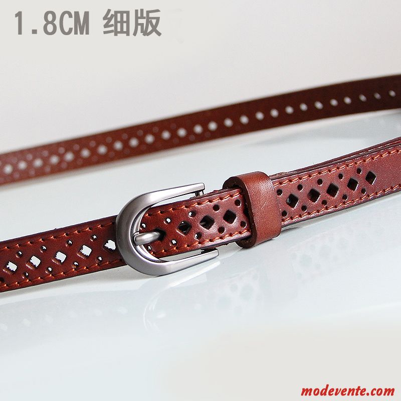 Ceinture Femme Cuir Véritable Simple Bien Décoration Rétro Couche De Tête Marron