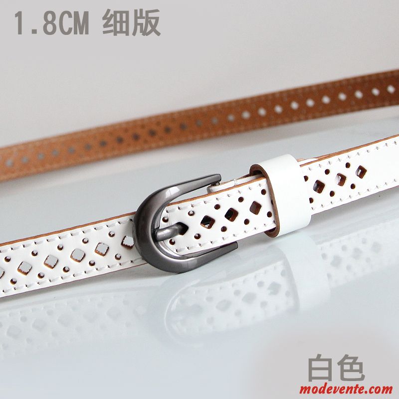 Ceinture Femme Cuir Véritable Simple Bien Décoration Rétro Couche De Tête Marron