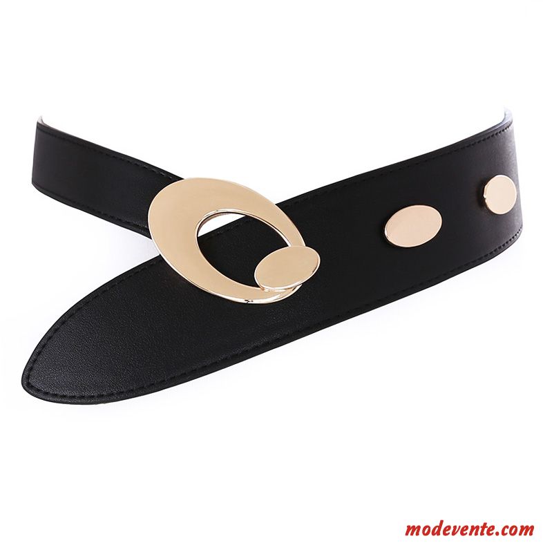 Ceinture Femme Décoration Bien Cuir Véritable Rétro Accessoires Qualité Noir Or