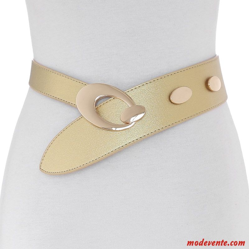 Ceinture Femme Décoration Bien Cuir Véritable Rétro Accessoires Qualité Noir Or