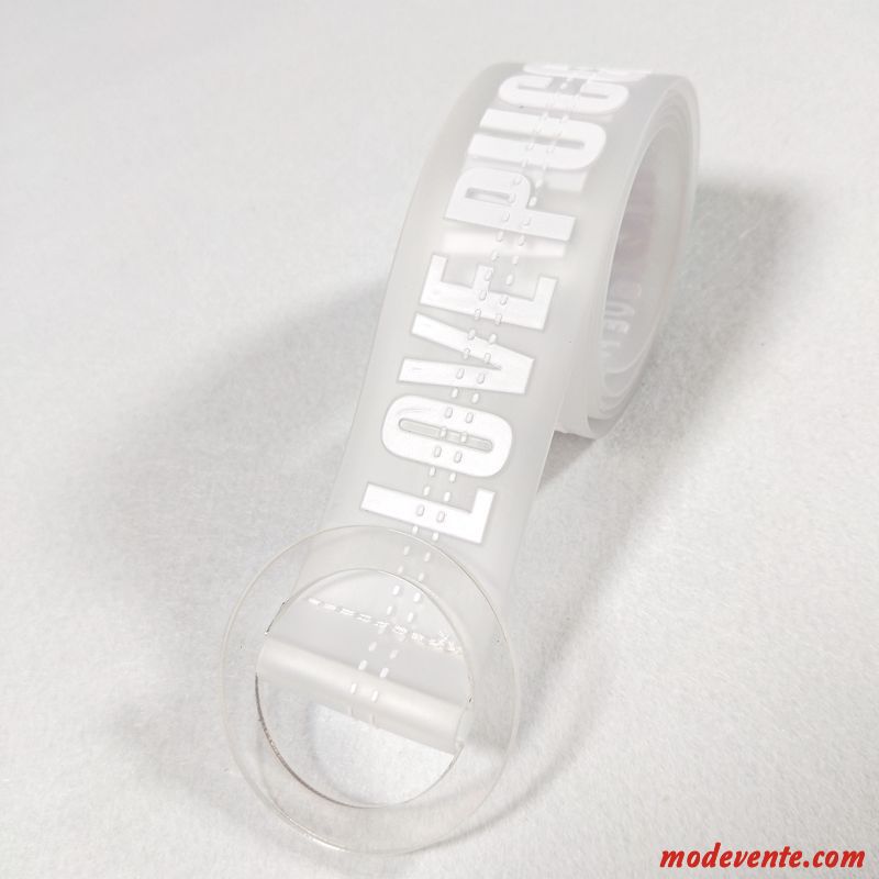 Ceinture Femme Décoration Lettre All-match Jeans Tendance Transparent Rose