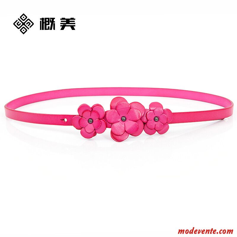 Ceinture Femme Fleurs Loisir Cuir Véritable Cuir De Vache Bien Couche De Tête Noir Vert Jaune