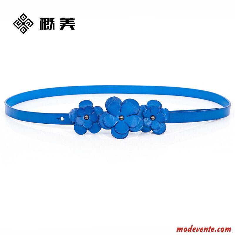 Ceinture Femme Fleurs Loisir Cuir Véritable Cuir De Vache Bien Couche De Tête Noir Vert Jaune