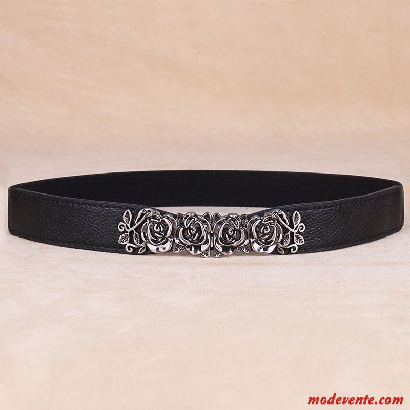 Ceinture Femme Le Nouveau Décoration Bien Élastique Élasticité Simple Noir