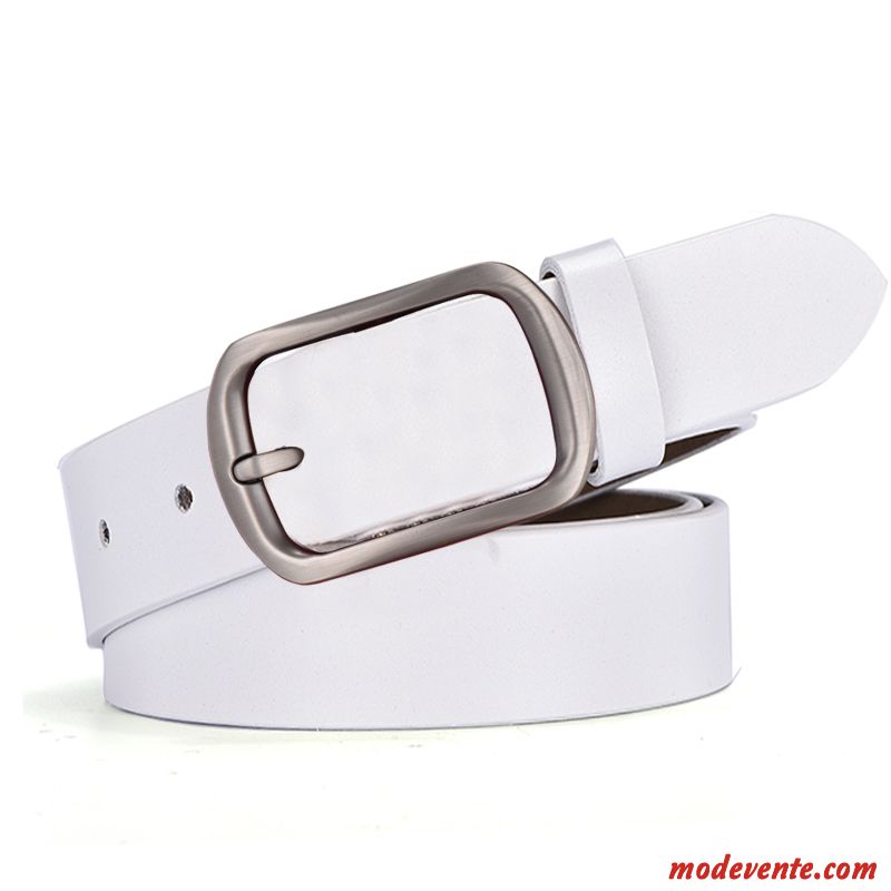 Ceinture Femme Loisir Cuir Véritable All-match Cuir De Vache Pure Simple Rouge