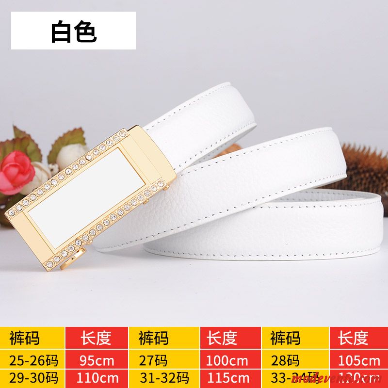 Ceinture Femme Loisir Cuir Véritable Bien Couche De Tête All-match Boucle Automatique Blanc