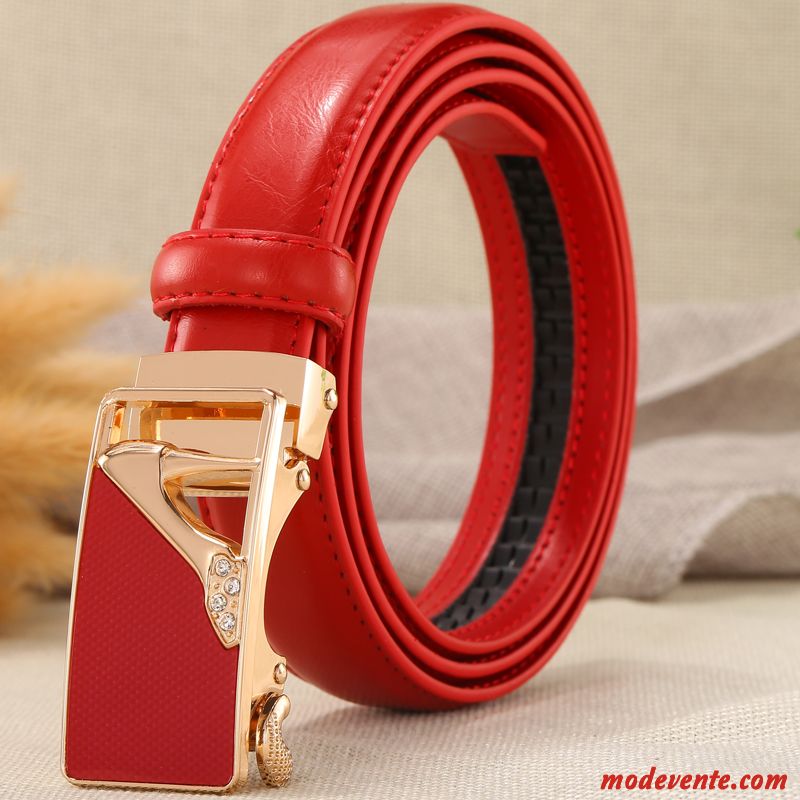 Ceinture Femme Loisir Décoration Boucle Automatique Jeans Général Jeunesse Rouge