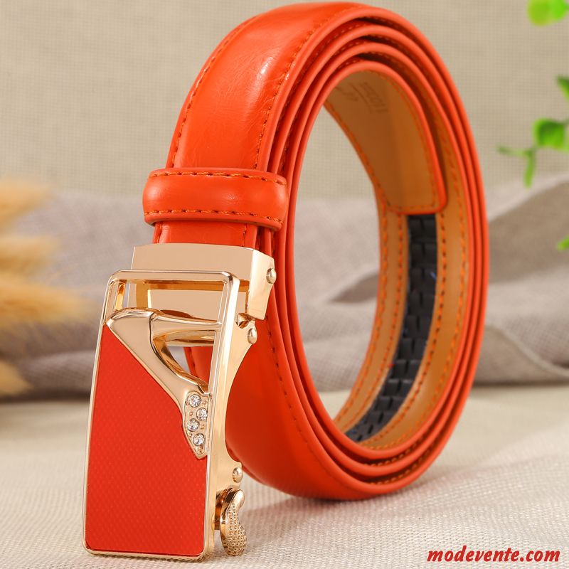 Ceinture Femme Loisir Décoration Boucle Automatique Jeans Général Jeunesse Rouge