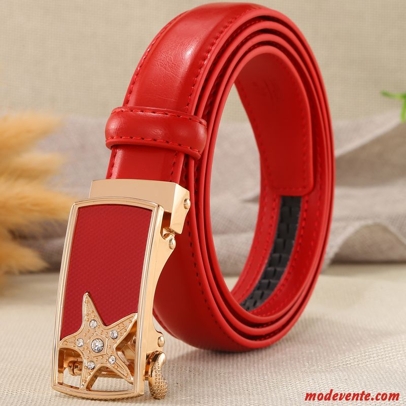 Ceinture Femme Loisir Décoration Boucle Automatique Jeans Général Jeunesse Rouge