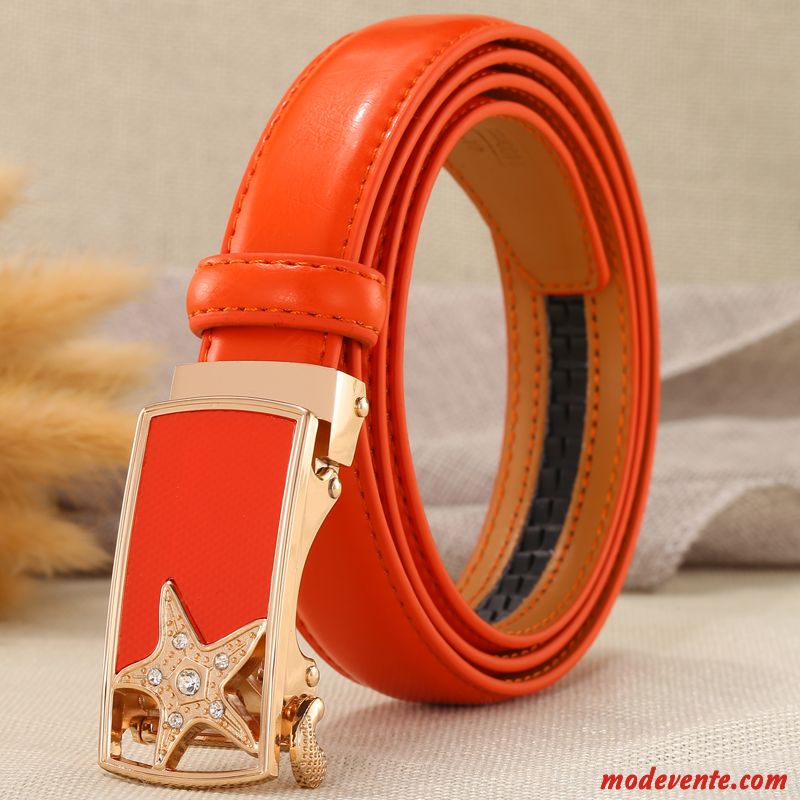 Ceinture Femme Loisir Décoration Boucle Automatique Jeans Général Jeunesse Rouge