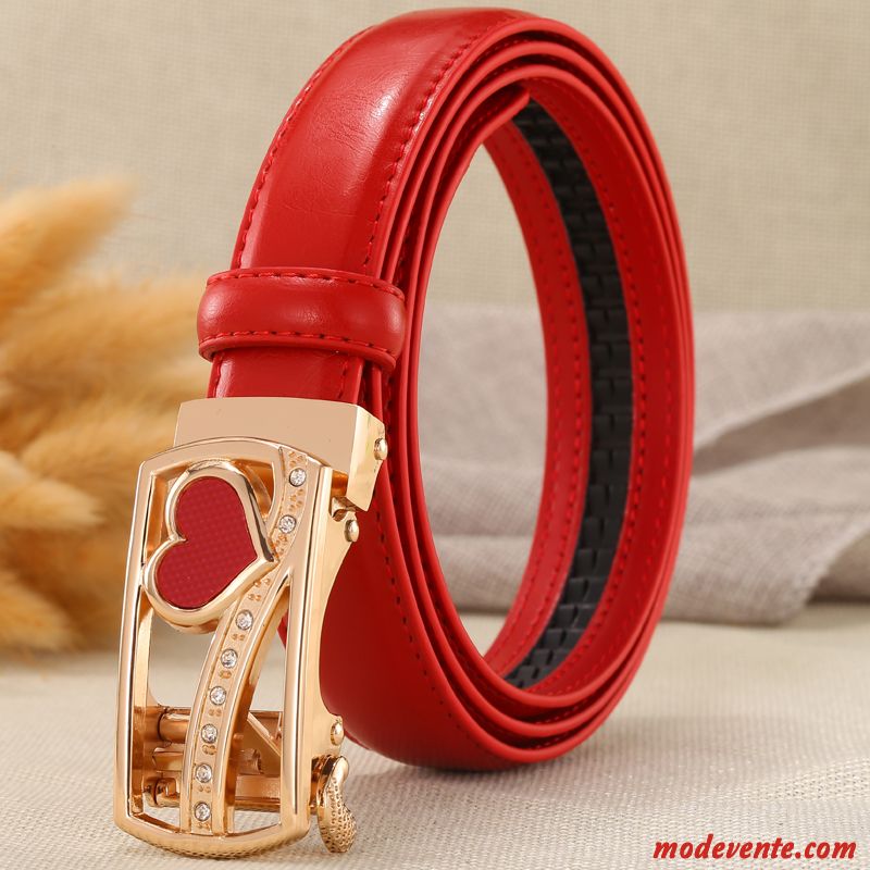 Ceinture Femme Loisir Décoration Boucle Automatique Jeans Général Jeunesse Rouge