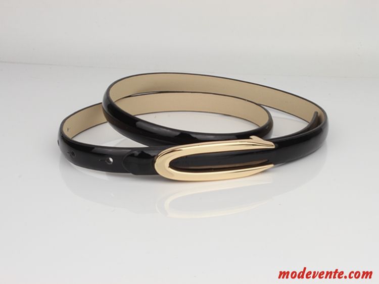 Ceinture Femme Mode All-match Cuir Véritable Décoration Petit Bien Noir