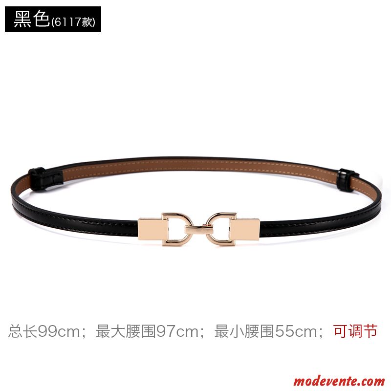 Ceinture Femme Mode Cuir Véritable Simple Cuir Verni Décoration All-match Noir