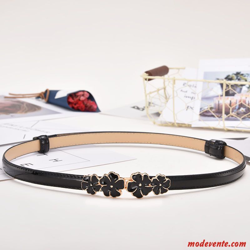 Ceinture Femme Mode Décoration Loisir Bien All-match Simple Couleurs De Bonbons Noir