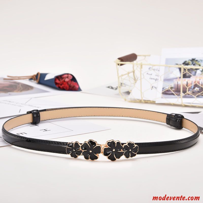 Ceinture Femme Mode Décoration Loisir Bien All-match Simple Couleurs De Bonbons Noir