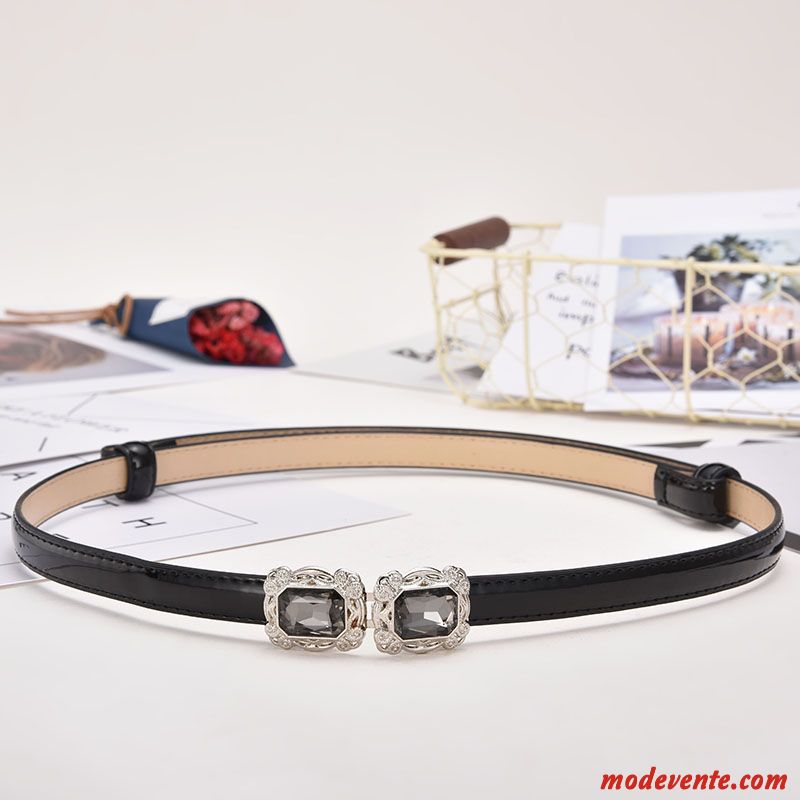 Ceinture Femme Mode Décoration Loisir Bien All-match Simple Couleurs De Bonbons Noir