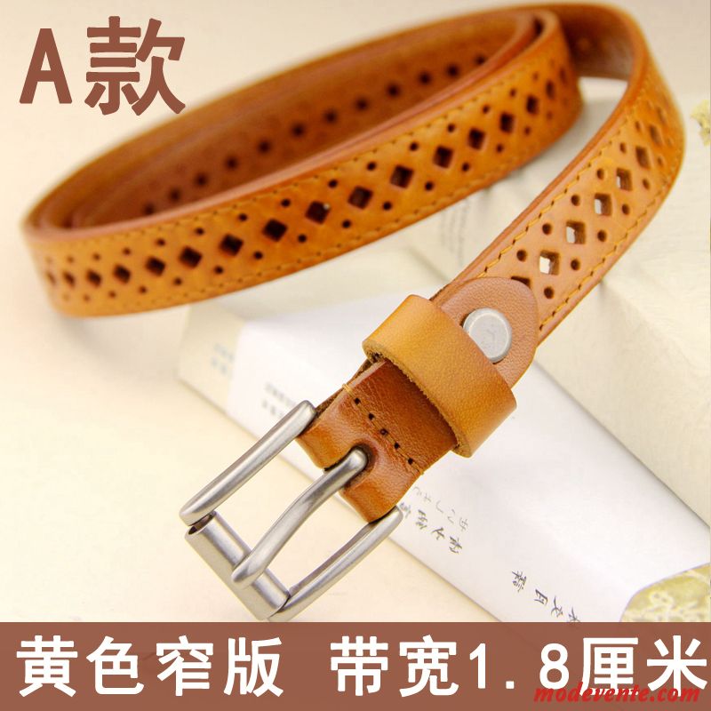 Ceinture Femme Modèles Féminins Bien Loisir All-match Simple Cuir De Vache Brun