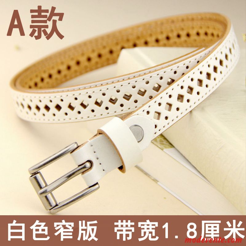 Ceinture Femme Modèles Féminins Bien Loisir All-match Simple Cuir De Vache Brun