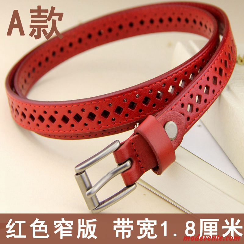 Ceinture Femme Modèles Féminins Bien Loisir All-match Simple Cuir De Vache Brun