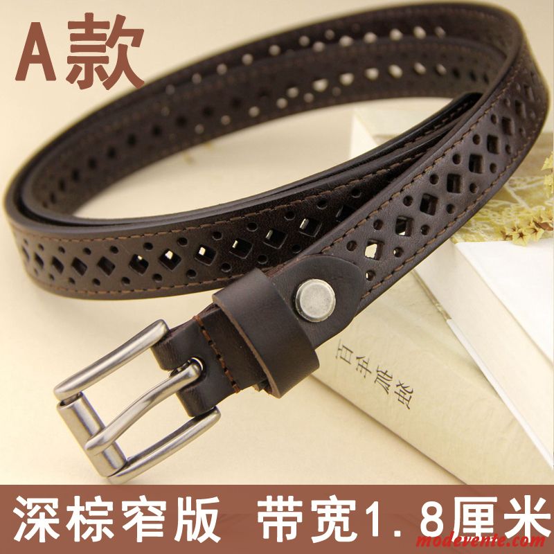 Ceinture Femme Modèles Féminins Bien Loisir All-match Simple Cuir De Vache Brun