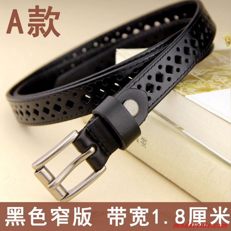 Ceinture Femme Modèles Féminins Bien Loisir All-match Simple Cuir De Vache Brun