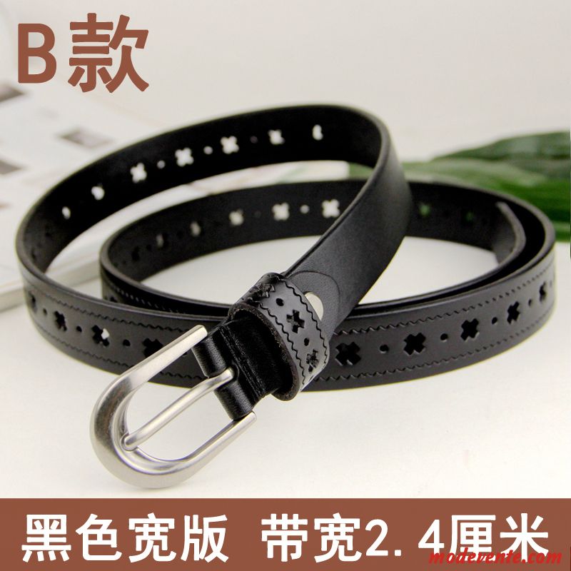 Ceinture Femme Modèles Féminins Bien Loisir All-match Simple Cuir De Vache Brun