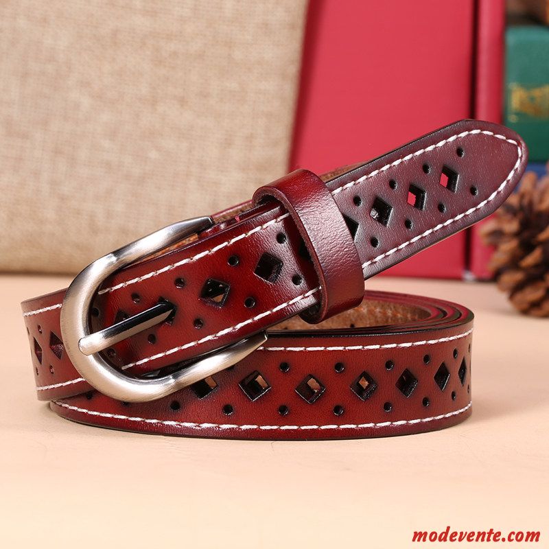 Ceinture Femme Personnalité Mode Le Nouveau Tendance Cuir Véritable Décoration Noir