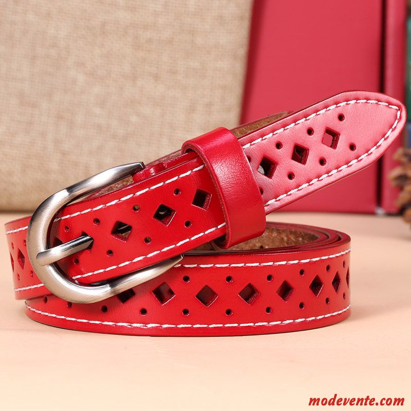 Ceinture Femme Personnalité Mode Le Nouveau Tendance Cuir Véritable Décoration Noir