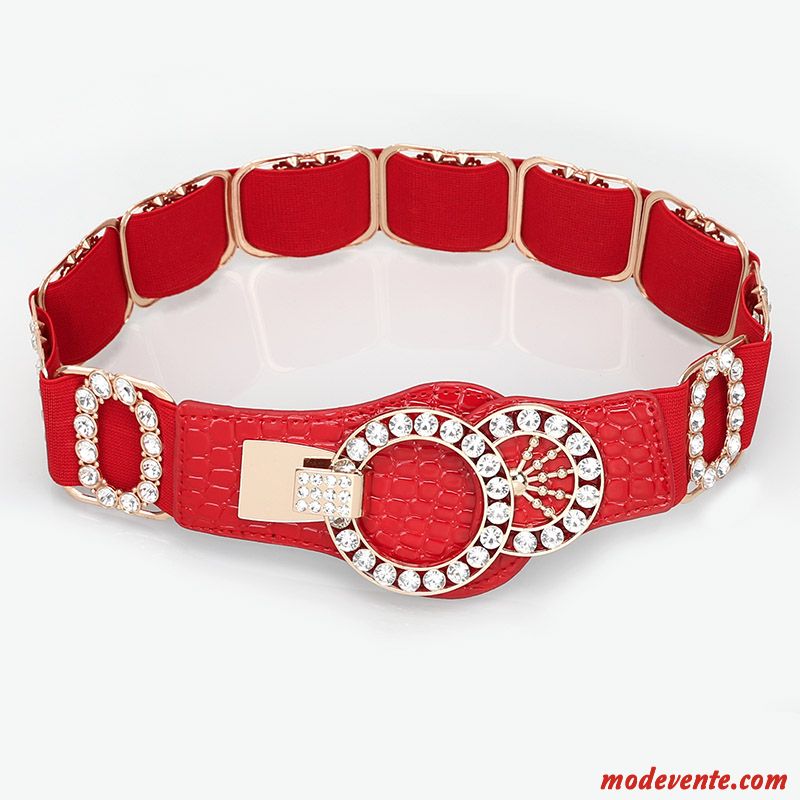 Ceinture Femme Pierres De Strass Décoration Élastique Mode All-match Le Nouveau Noir