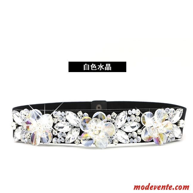 Ceinture Femme Robe Pierres De Strass Bien Décoration Mode Simple Blanc