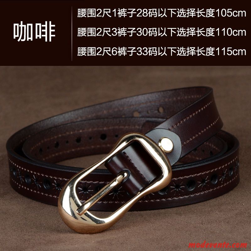 Ceinture Femme Simple All-match Mode Cuir Véritable Tendance Jeans Marron