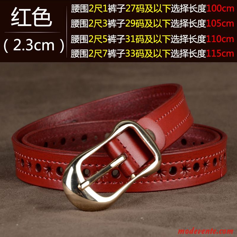 Ceinture Femme Simple All-match Mode Cuir Véritable Tendance Jeans Marron