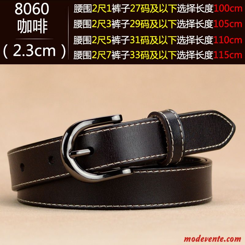 Ceinture Femme Simple All-match Mode Cuir Véritable Tendance Jeans Marron