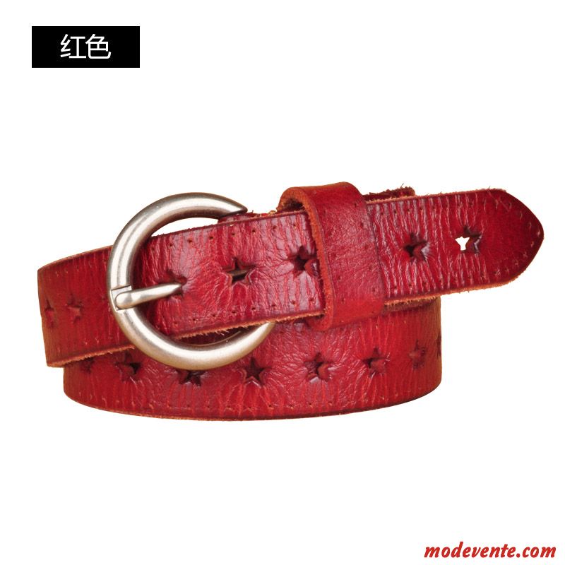 Ceinture Femme Simple Jeans Peau Douce Cuir Véritable All-match Cuir De Vache Brun