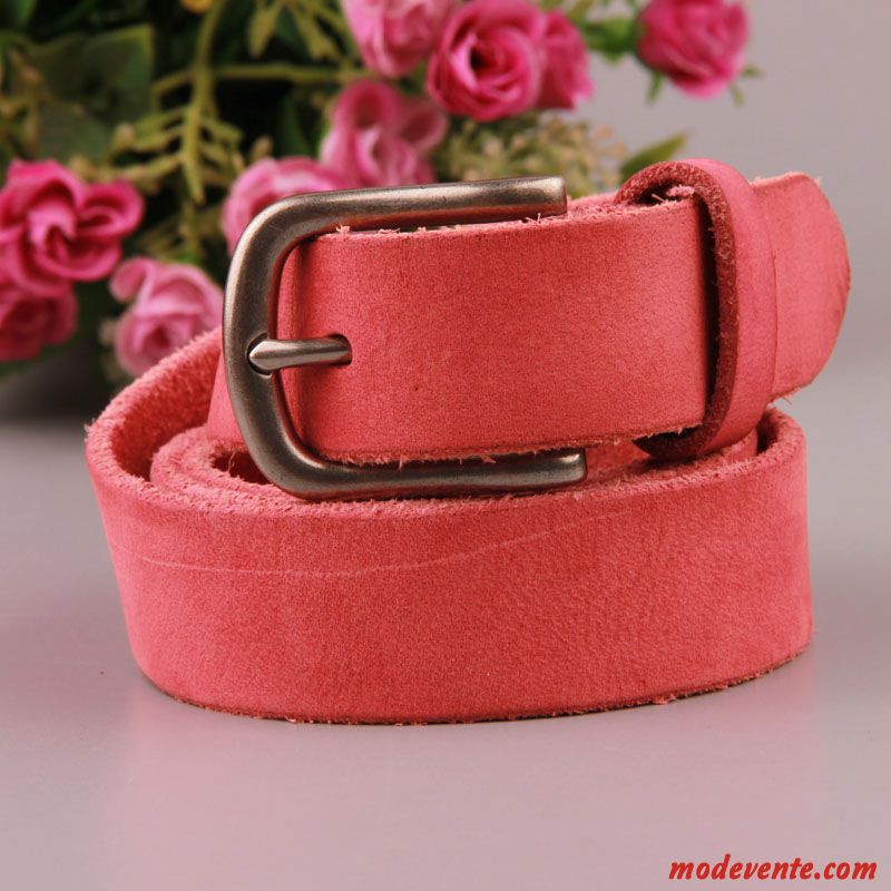 Ceinture Femme Simple Manuel Pure Couche De Tête Boucle Loisir Jaune