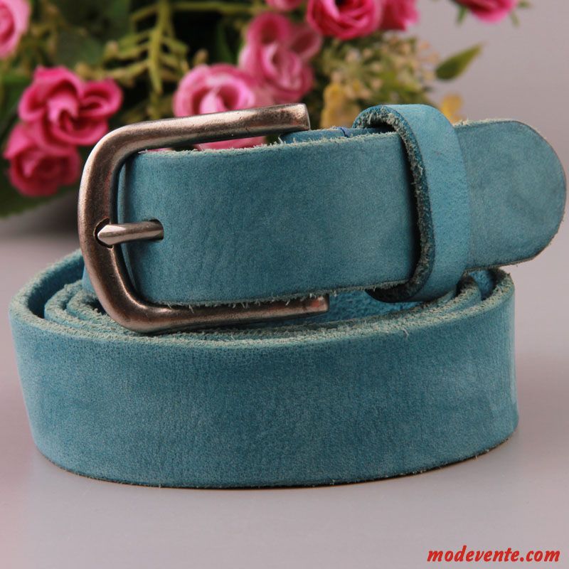 Ceinture Femme Simple Manuel Pure Couche De Tête Boucle Loisir Jaune