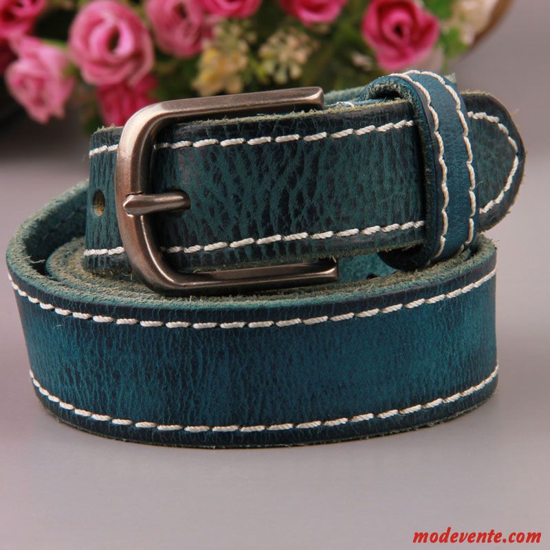 Ceinture Femme Simple Manuel Pure Couche De Tête Boucle Loisir Jaune