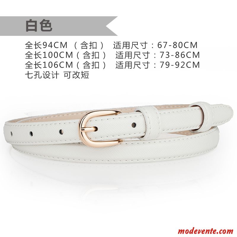 Ceinture Femme Simple Petit All-match Bien Décoration Blanc Noir Rouge