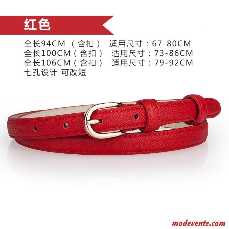 Ceinture Femme Simple Petit All-match Bien Décoration Blanc Noir Rouge