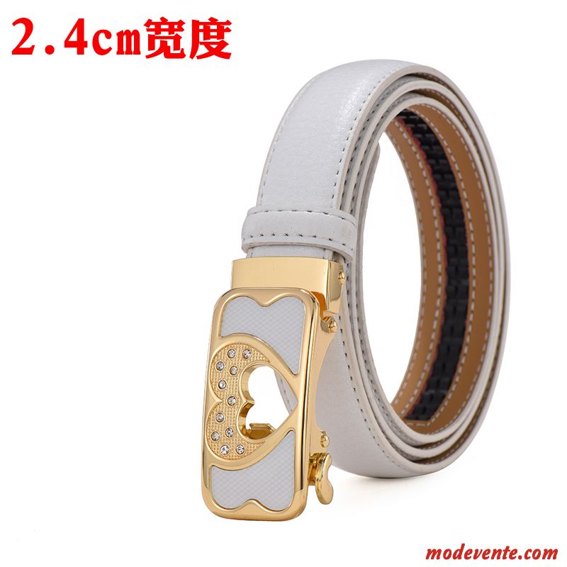 Ceinture Femme Tendance Loisir Personnalité Simple Cuir Véritable Denim Blanc Noir