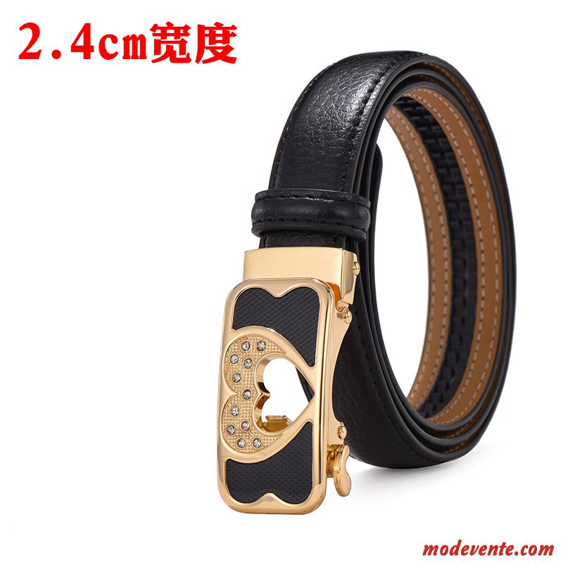 Ceinture Femme Tendance Loisir Personnalité Simple Cuir Véritable Denim Blanc Noir