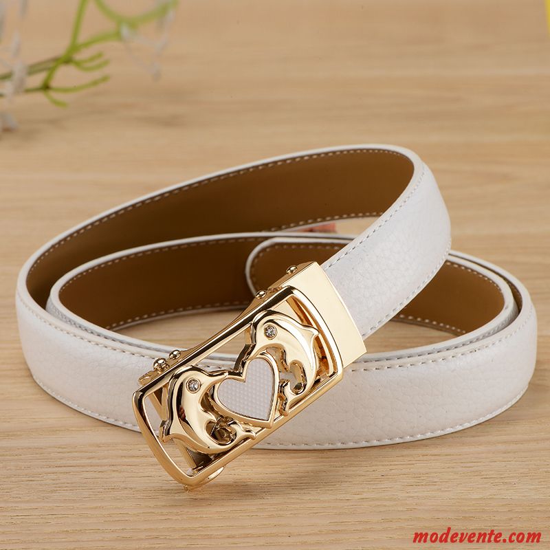 Ceinture Femme Tendance Loisir Personnalité Simple Cuir Véritable Denim Blanc Noir