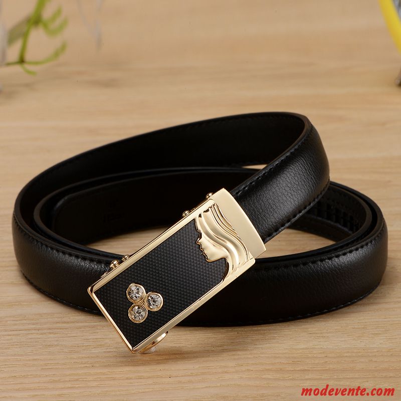 Ceinture Femme Tendance Loisir Personnalité Simple Cuir Véritable Denim Blanc Noir