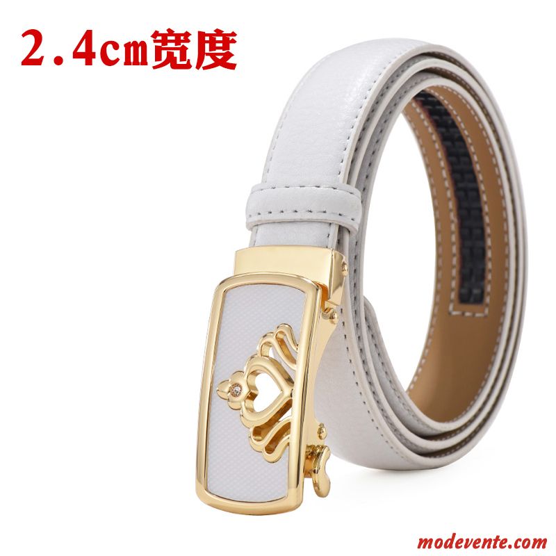 Ceinture Femme Tendance Loisir Personnalité Simple Cuir Véritable Denim Blanc Noir