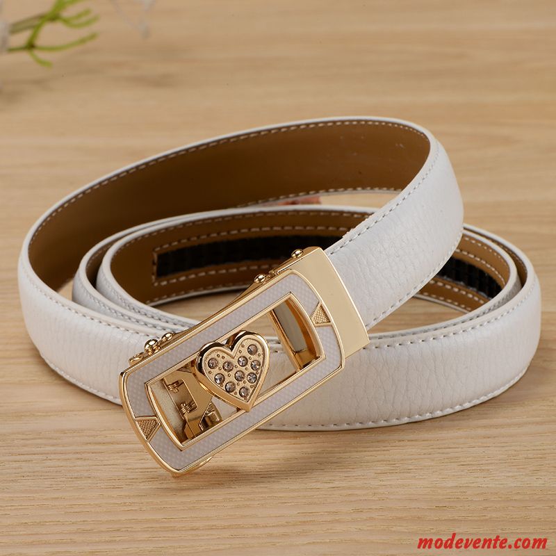 Ceinture Femme Tendance Loisir Personnalité Simple Cuir Véritable Denim Blanc Noir