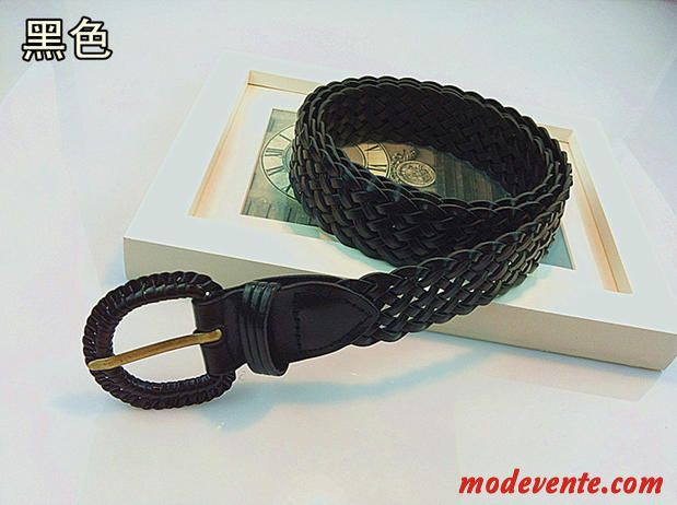 Ceinture Femme Tissage Cuir Véritable All-match Cuir De Vache Bien Décoration Blanc Noir Brun