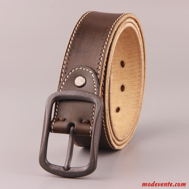 Ceinture Femme Âge Moyen Pure Cuir De Vache Cuir Véritable Loisir Décoration Marron