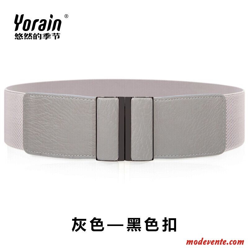 Ceinture Femme Élasticité Mode Élastique All-match Printemps Décoration Noir