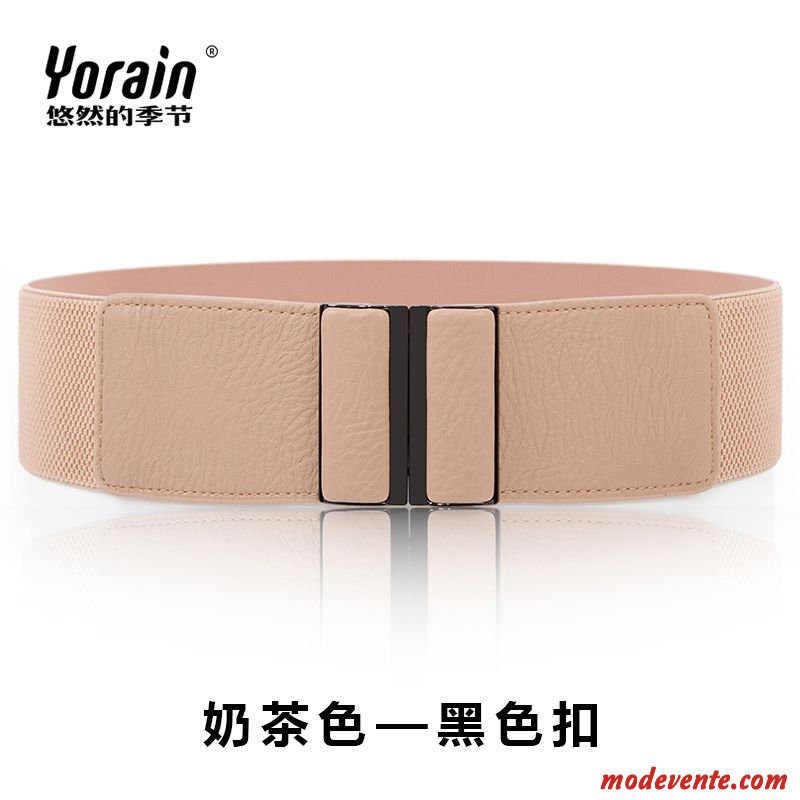 Ceinture Femme Élasticité Mode Élastique All-match Printemps Décoration Noir