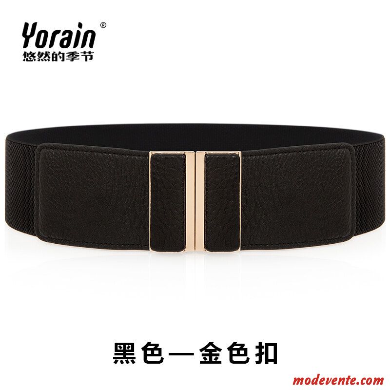 Ceinture Femme Élasticité Mode Élastique All-match Printemps Décoration Noir